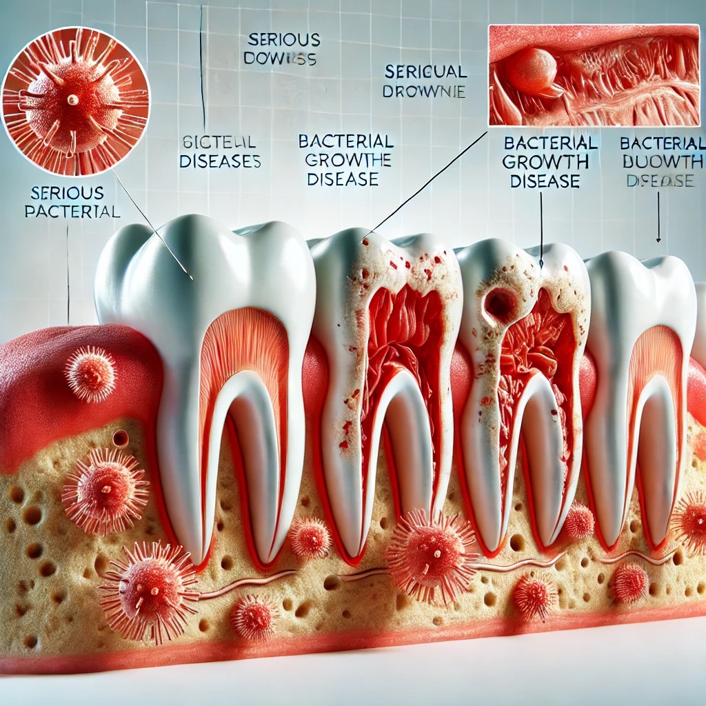 Serious gum diseases and bacterial growth